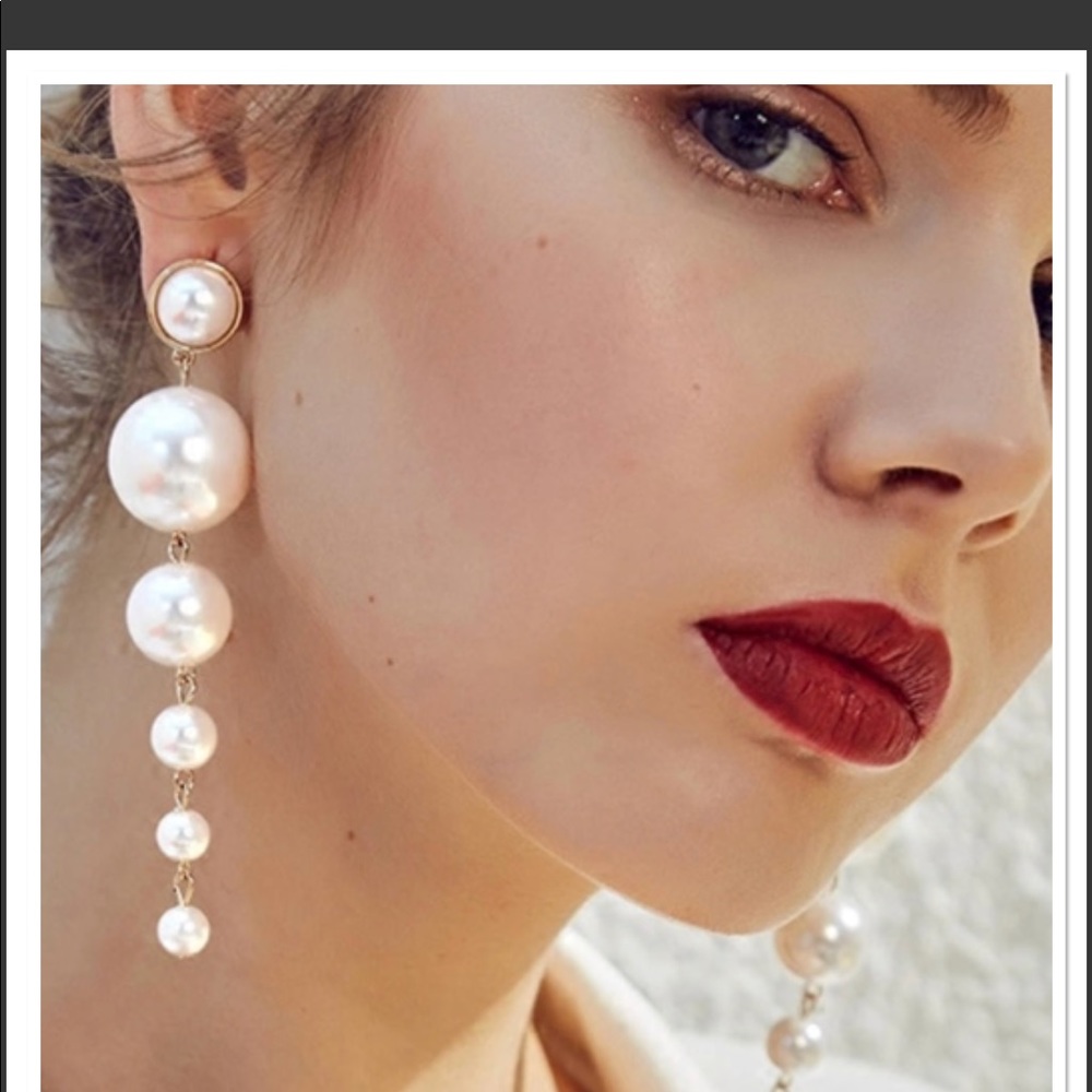 Long Pearl Earrings - Picture 2 of 3